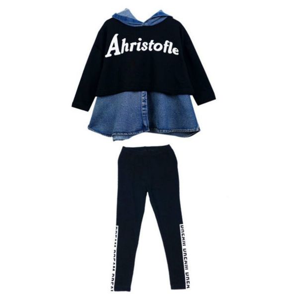 kids girl clothing set high qulity cotton denim stitching toddler clothes letter hooded suit for boy infant long sleeve 4-12 years spring, White
kids girl clothing set high qulity cotton denim stitching toddler clothes letter hooded suit for boy infant long sleeve 4-12 years spring, White