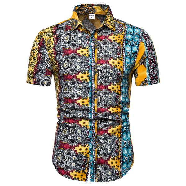 2019 new style summer men's short sleeved shirt-style slim fit printed plus-sized pointed collar shirt men's, White;black
2019 new style summer men's short sleeved shirt-style slim fit printed plus-sized pointed collar shirt men's, White;black