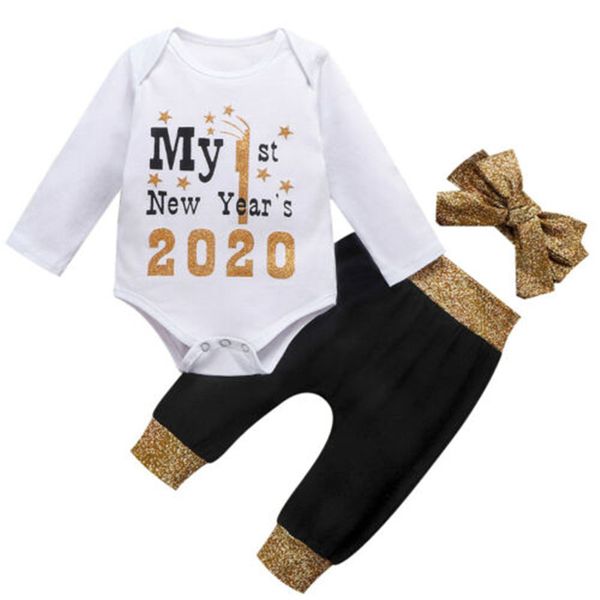 2020 new year my 1st new year gift newborn baby boys girls long sleeve romper pants outfit clothes 3pcs, White
2020 new year my 1st new year gift newborn baby boys girls long sleeve romper pants outfit clothes 3pcs, White