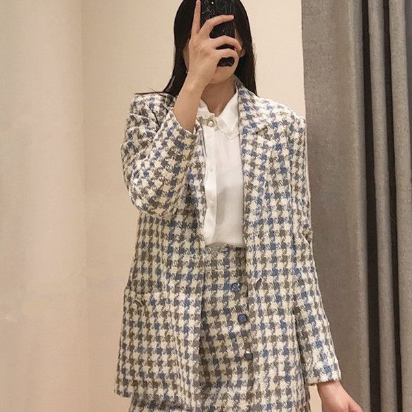plaid houndstooth blazer jacket women single button new fresh office lady suit coat, White;black
plaid houndstooth blazer jacket women single button new fresh office lady suit coat, White;black