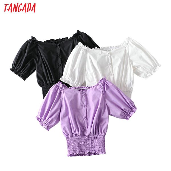 tangada women retro solid crop shirt short sleeve buttons 2020 summer chic female tunic blouse 2m64, White
tangada women retro solid crop shirt short sleeve buttons 2020 summer chic female tunic blouse 2m64, White