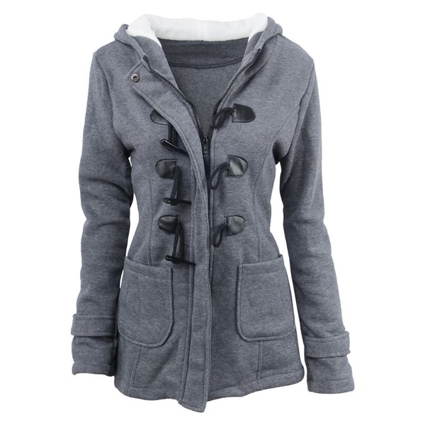cotton coats women hooded jacket coat winter warm plus size thicken basic medium length horn button outwear casaco feminino, Black
cotton coats women hooded jacket coat winter warm plus size thicken basic medium length horn button outwear casaco feminino, Black