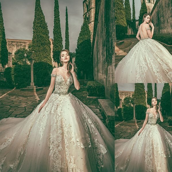 bohemian corona borealis ball gown wedding dresses short sleeve tulle lace applique crystal wedding gowns sweep train robe de mariée, White
bohemian corona borealis ball gown wedding dresses short sleeve tulle lace applique crystal wedding gowns sweep train robe de mariée, White