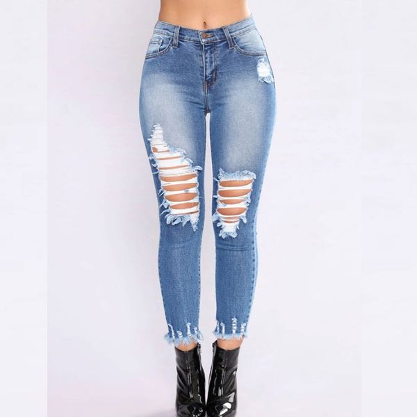 slim fit long jeans women mid waist skinny pencil denim pants ripped hole cropped elastic stretch jeans women summer fashion, Blue
slim fit long jeans women mid waist skinny pencil denim pants ripped hole cropped elastic stretch jeans women summer fashion, Blue
