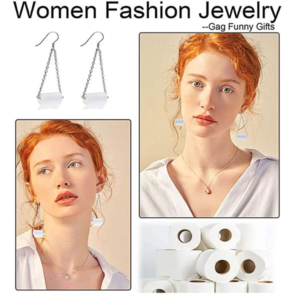 women girl funny toilet paper roll dangle earrings pendant necklace novelty personality drop dangle earrings pu leather charm jewelry gift, Silver
women girl funny toilet paper roll dangle earrings pendant necklace novelty personality drop dangle earrings pu leather charm jewelry gift, Silver