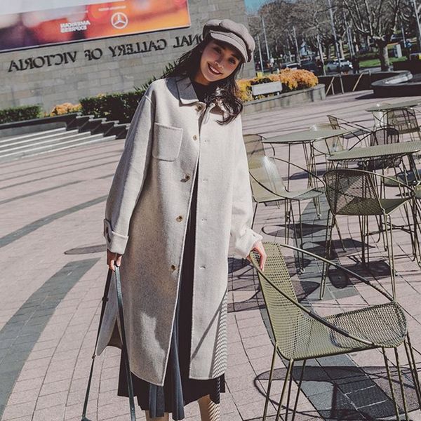 casual solid women long wool blend coat wide-waisted cashmere jacket single breasted pockets ladies coats, Black
casual solid women long wool blend coat wide-waisted cashmere jacket single breasted pockets ladies coats, Black