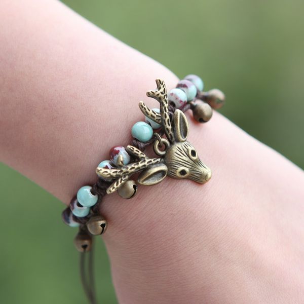 handmade vintage braided bracelet bell simple ceramic retro bracelet small elk with accessories woman girl gift fashion jewelery, Black
handmade vintage braided bracelet bell simple ceramic retro bracelet small elk with accessories woman girl gift fashion jewelery, Black