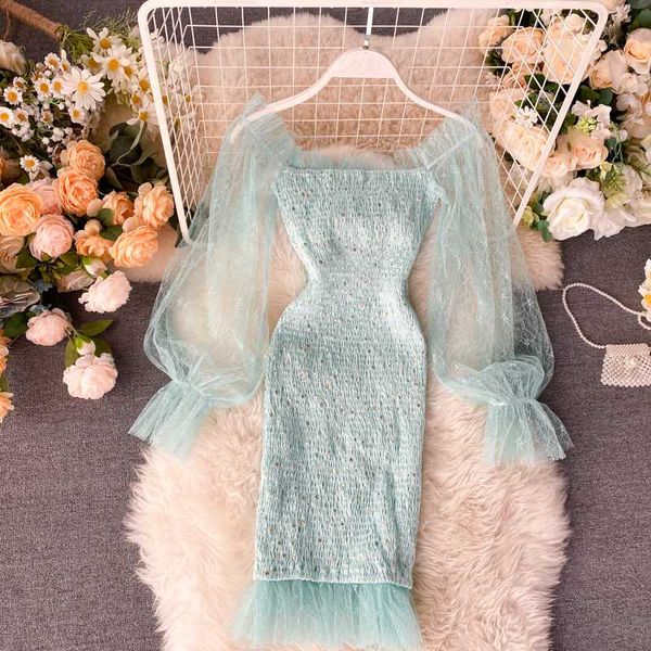 2020 spring new french fairy sweet mesh gauze bubble sleeve stitching stretch slim dress pink woman summer clothes, Black;gray
2020 spring new french fairy sweet mesh gauze bubble sleeve stitching stretch slim dress pink woman summer clothes, Black;gray