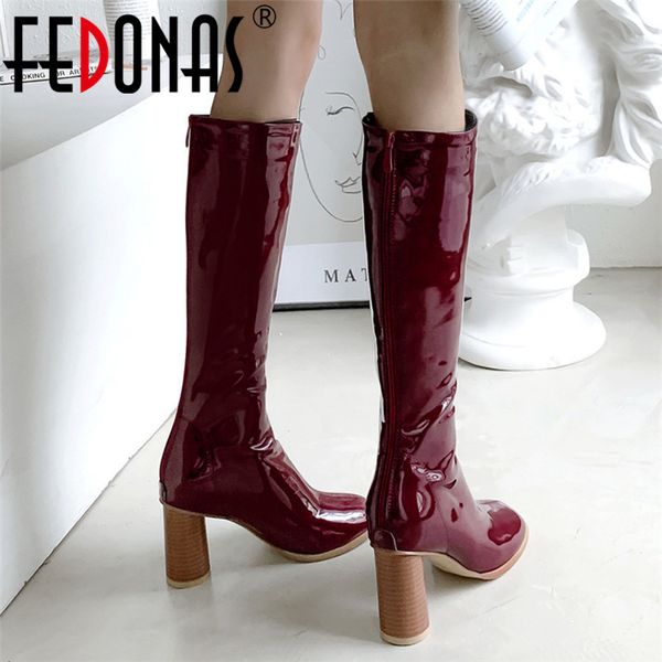 fedonas autumn winter warm patent leather women knee high boots 2020 new zipper long boots high heels party shoes woman, Black
fedonas autumn winter warm patent leather women knee high boots 2020 new zipper long boots high heels party shoes woman, Black