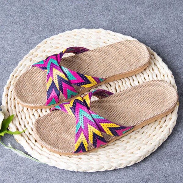 summer women's shoes men's non-slip shoes linen home indoor flat slippers open toe color printed slippers zapatos de mujer@py, Black
summer women's shoes men's non-slip shoes linen home indoor flat slippers open toe color printed slippers zapatos de mujer@py, Black