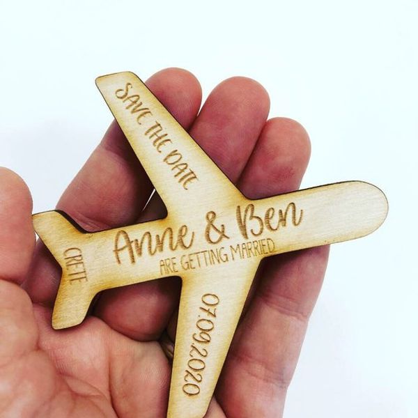 wooden save the date invite magnets, rustic wedding, wedding abroad wood save the date aeroplane shaped magnets wooden wedding 
wooden save the date invite magnets, rustic wedding, wedding abroad wood save the date aeroplane shaped magnets wooden wedding