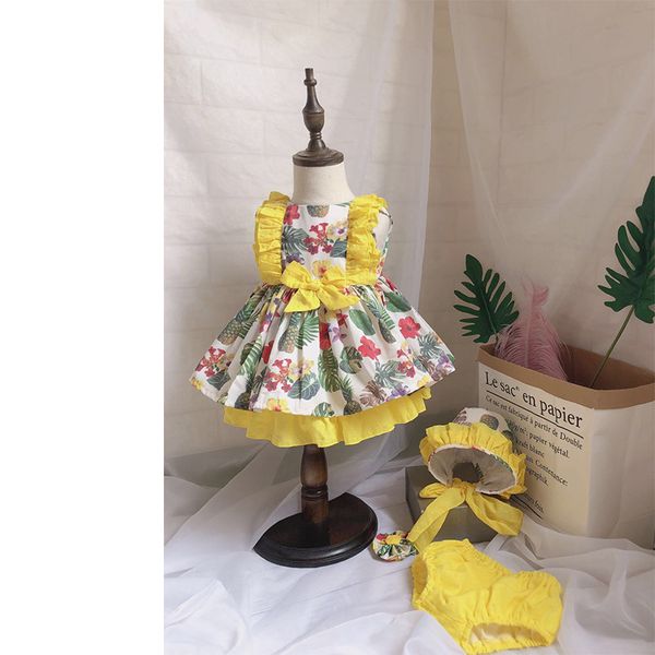 girl kids designer clothes dress spain style sleeveless o-neck yell flower dress + short +hat summer princess clothing party dress, Red;yellow
girl kids designer clothes dress spain style sleeveless o-neck yell flower dress + short +hat summer princess clothing party dress, Red;yellow