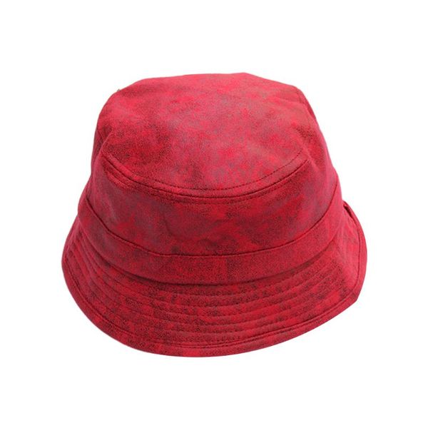 autumn faux leather cuffed wide brim bucket cap packable fisherman hat axyd