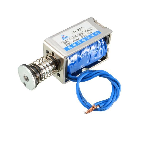 uxcell jf-z05 dc 24v 400ma 45n 10mm pull push type open frame linear motion solenoid electromagnet
uxcell jf-z05 dc 24v 400ma 45n 10mm pull push type open frame linear motion solenoid electromagnet