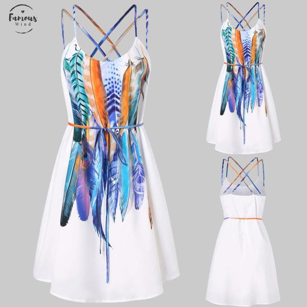 dress casual printed feathers pattern dress cami strap loose sashes fashion sleeveless mini floral dress jul20, Black;gray
dress casual printed feathers pattern dress cami strap loose sashes fashion sleeveless mini floral dress jul20, Black;gray