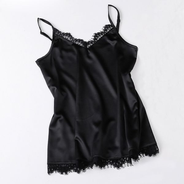 tank lace crop summer silk 2019 women v neck basic blusas spandex casual lace camisole crop female, White
