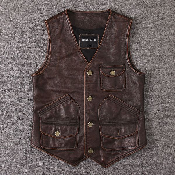 mens vest casual vintage genuine jacket men spring autumn sleeveless coat slim vests cow leather jackets 22428 kj2296, Black
mens vest casual vintage genuine jacket men spring autumn sleeveless coat slim vests cow leather jackets 22428 kj2296, Black