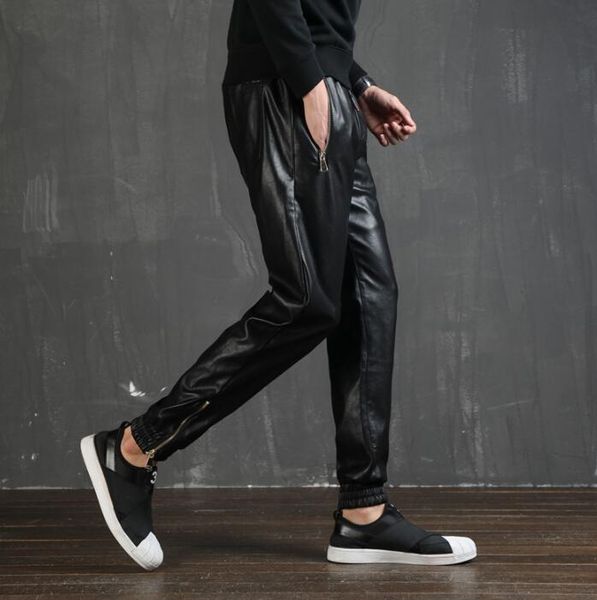 elastic waist leather pants mens harem pants fashion motorcycle pu trousers for men personality pantalon homme black
elastic waist leather pants mens harem pants fashion motorcycle pu trousers for men personality pantalon homme black