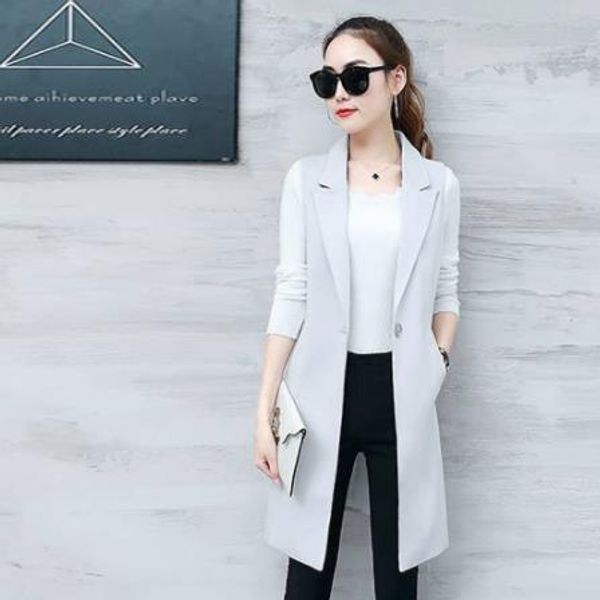 2019 summer slim grey black sleeveless blazer vest fashion long cardigan vest sleeveless coat outerwear waistcoat female ae54, Black;white
2019 summer slim grey black sleeveless blazer vest fashion long cardigan vest sleeveless coat outerwear waistcoat female ae54, Black;white