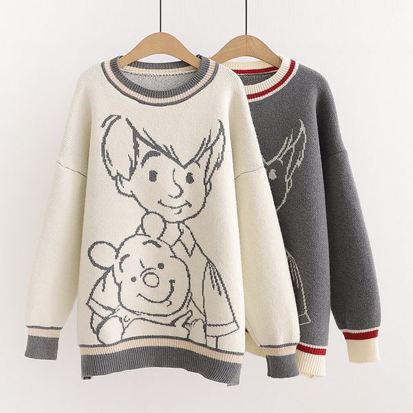 sweater female loose outer wear new winter cartoon bear round neck pullover sweater 61267, White;black
sweater female loose outer wear new winter cartoon bear round neck pullover sweater 61267, White;black