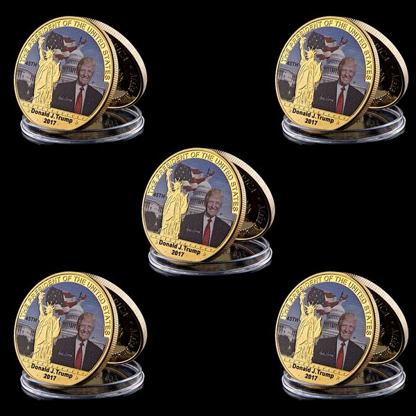 5pcs gold coin american 45th president donald trump coin us white house statue of liberty metal coin collection
5pcs gold coin american 45th president donald trump coin us white house statue of liberty metal coin collection