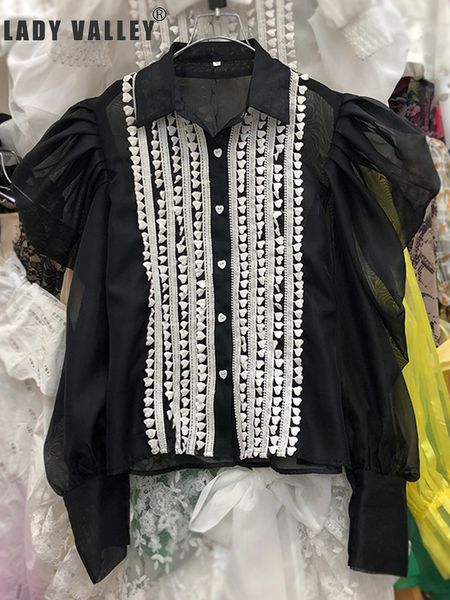 women's blouses & shirts stitching lace see-through puff sleeve shirt ladies spring fashion, White
women's blouses & shirts stitching lace see-through puff sleeve shirt ladies spring fashion, White