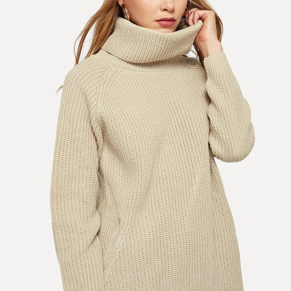 women sweater fashion casual sweater dress turtleneck loose long sleeve knitwear warm pockets, Black;gray
women sweater fashion casual sweater dress turtleneck loose long sleeve knitwear warm pockets, Black;gray