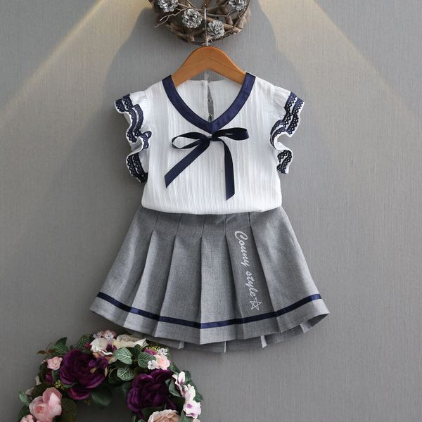 2019 summer college style short sleeve girls t-shirt +short skirt 2pcs princess set toddler kids baby outfits clothes 2-7y, White
2019 summer college style short sleeve girls t-shirt +short skirt 2pcs princess set toddler kids baby outfits clothes 2-7y, White