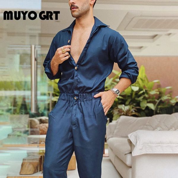 muyogrt cotton jumpsuit men overalls casual notched long sleeve rompers solid color overall zipper romper pocket cargo trousers, Black
muyogrt cotton jumpsuit men overalls casual notched long sleeve rompers solid color overall zipper romper pocket cargo trousers, Black