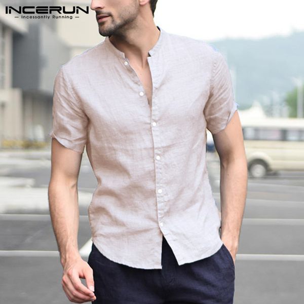 incerun fashion short sleeve men shirt stand collar solid color breathable streetwear camisa masculina casual brand shirts, White;black
incerun fashion short sleeve men shirt stand collar solid color breathable streetwear camisa masculina casual brand shirts, White;black