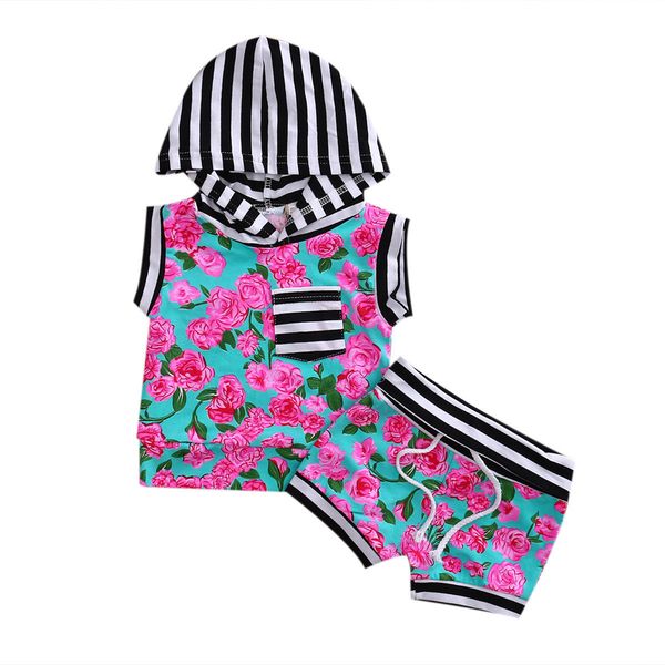 2pcs toddler kids baby girls summer clothes floral striped hooded pants outfit clothing set, White
2pcs toddler kids baby girls summer clothes floral striped hooded pants outfit clothing set, White