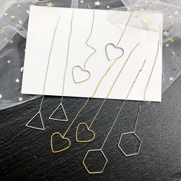 fashion triangle heart long tassel earrings korean elegant simple metal thin chain minimalist geometric earrings female jewelry, Silver
fashion triangle heart long tassel earrings korean elegant simple metal thin chain minimalist geometric earrings female jewelry, Silver