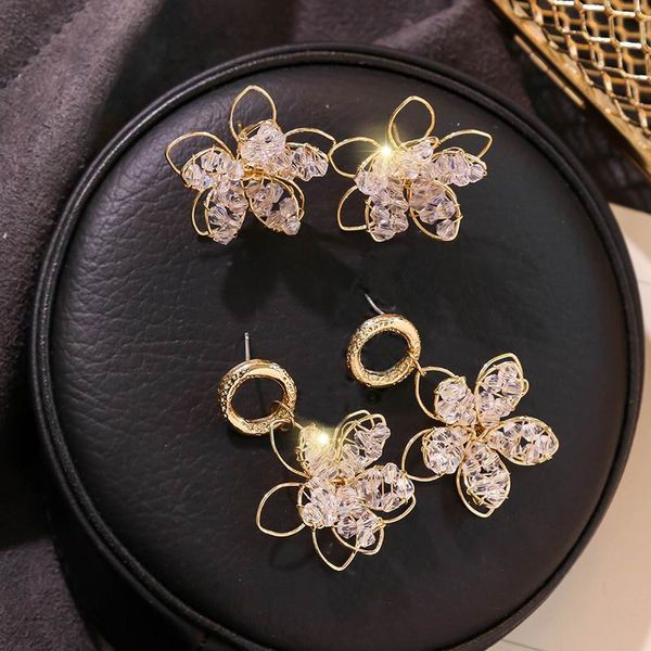 2019 new hollow out double layers crystal flower earrings handmade women fashion jewelry pendientes wholesale, Silver 
2019 new hollow out double layers crystal flower earrings handmade women fashion jewelry pendientes wholesale, Silver