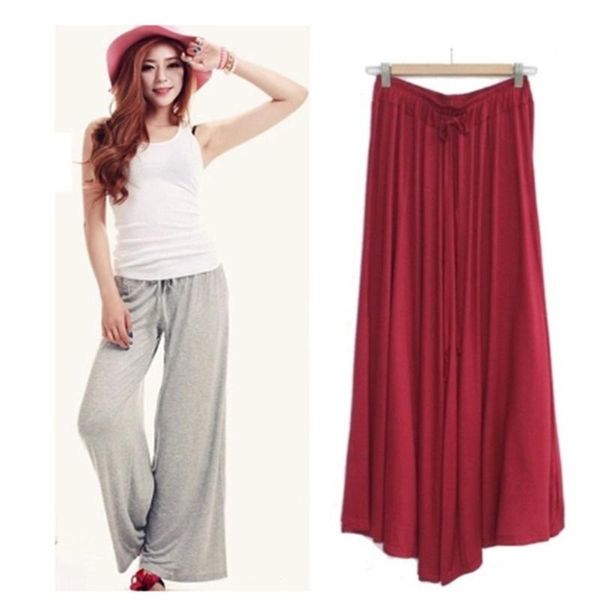 women's pants casual elastic waist solid wide leg pants ankle-length modal large size, Black;white
women's pants casual elastic waist solid wide leg pants ankle-length modal large size, Black;white