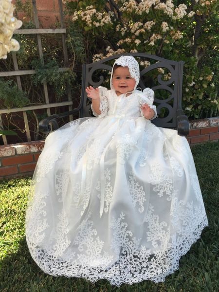 selling lace christening gowns for baby girls jewel neck lace appliqued baptism dresses first communication dress with bonnet, White
selling lace christening gowns for baby girls jewel neck lace appliqued baptism dresses first communication dress with bonnet, White
