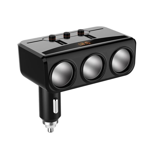 3 way 100w car cigarette lighter socket splitter 3.1a dual usb car charger adapter with independent switches and voltmeter lcd
3 way 100w car cigarette lighter socket splitter 3.1a dual usb car charger adapter with independent switches and voltmeter lcd