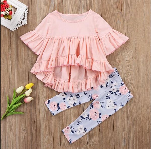 kids baby girls outfits clothes front short back long irregular t-shirt + floral long pants 2pcs set, White
kids baby girls outfits clothes front short back long irregular t-shirt + floral long pants 2pcs set, White