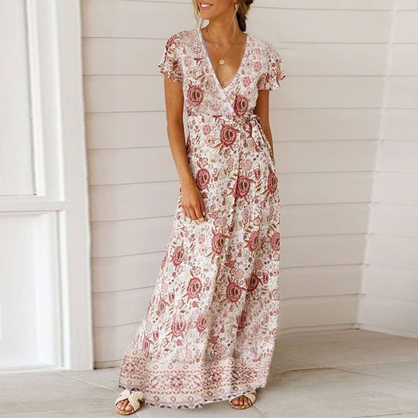 summer floral print deep v boho maxi dress women high split beach long dress casual short sleeve sashes wrap sundress vestidos, Black;gray
summer floral print deep v boho maxi dress women high split beach long dress casual short sleeve sashes wrap sundress vestidos, Black;gray