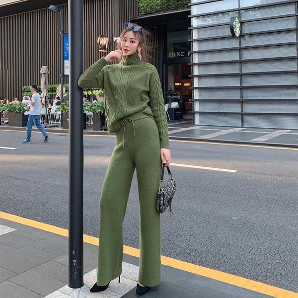 two piece dress winter high-necked cashmere suit women knitting wide-legged pants loose languid is lazy wind sweater two-piece tide, White
two piece dress winter high-necked cashmere suit women knitting wide-legged pants loose languid is lazy wind sweater two-piece tide, White