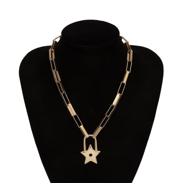 hip hop simple layer gold chain necklace with star lock women/men punk rock padlock pendant necklace emo grunge goth jewelry, Silver
hip hop simple layer gold chain necklace with star lock women/men punk rock padlock pendant necklace emo grunge goth jewelry, Silver