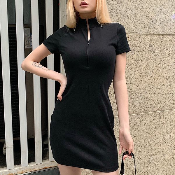 summer 2020 new pencil skirt slim stand up collar zipper short sleeve design sense dress thread knitting package hip skirt, Black
summer 2020 new pencil skirt slim stand up collar zipper short sleeve design sense dress thread knitting package hip skirt, Black