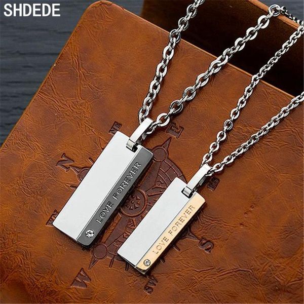 shdede fashion jewelry couples lover necklace pendants square stainless steel accessories for men women anniversary gift +o1532, Silver 
shdede fashion jewelry couples lover necklace pendants square stainless steel accessories for men women anniversary gift +o1532, Silver