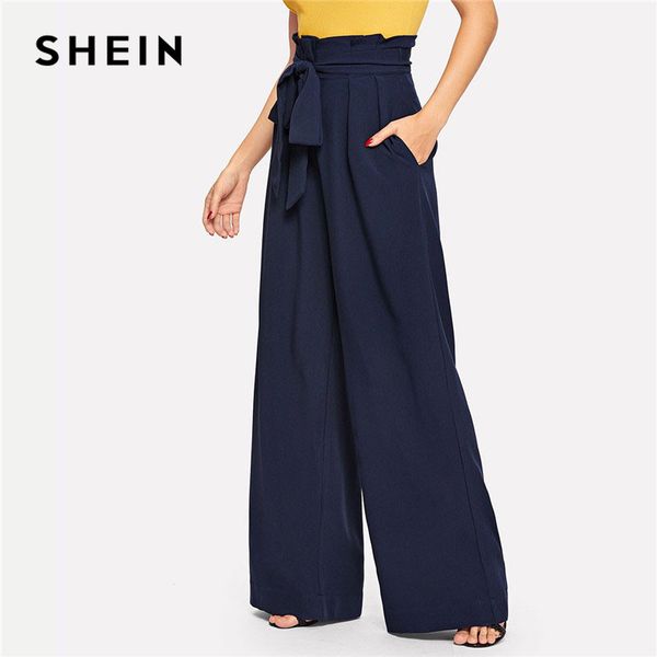 shein navy paperbag waist pocket wide leg pants casual elastic high waist belted trousers women long pants for spring, Black;white
shein navy paperbag waist pocket wide leg pants casual elastic high waist belted trousers women long pants for spring, Black;white