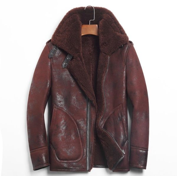 men's leather & faux genuine jacket winter sheepskin coat for men natural lamb fur bomber jackets plus size veste 156-1 my1916, Black
men's leather & faux genuine jacket winter sheepskin coat for men natural lamb fur bomber jackets plus size veste 156-1 my1916, Black