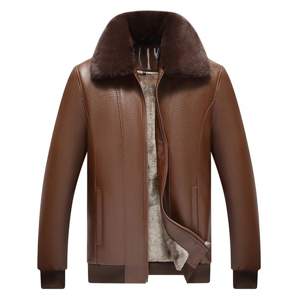 new autumn and winter men's leather jacket lapel middle-aged father's clothing plus velvet thick casual loose jacket clothes,e30, Black
new autumn and winter men's leather jacket lapel middle-aged father's clothing plus velvet thick casual loose jacket clothes,e30, Black