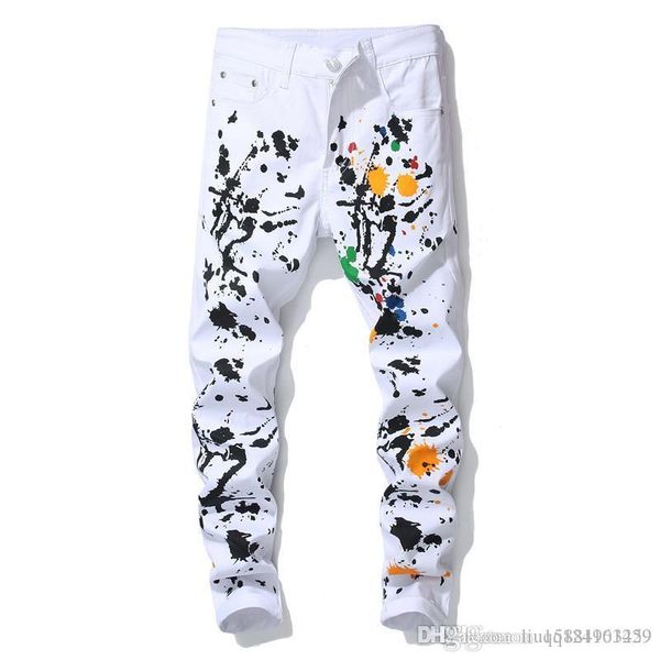 2020 new fashion spring mens designer jeans paint splatter white slim feet casual stretch pants mid-waist straight mens jeans size 30-38, Blue
2020 new fashion spring mens designer jeans paint splatter white slim feet casual stretch pants mid-waist straight mens jeans size 30-38, Blue