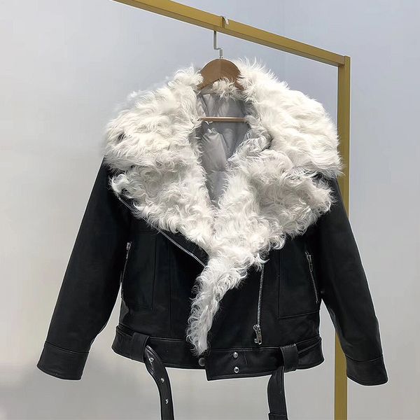 woman sheepskin leather coats 2018 winter female really leather down jacket for sheepskin lambs fur warm coat, Black
woman sheepskin leather coats 2018 winter female really leather down jacket for sheepskin lambs fur warm coat, Black
