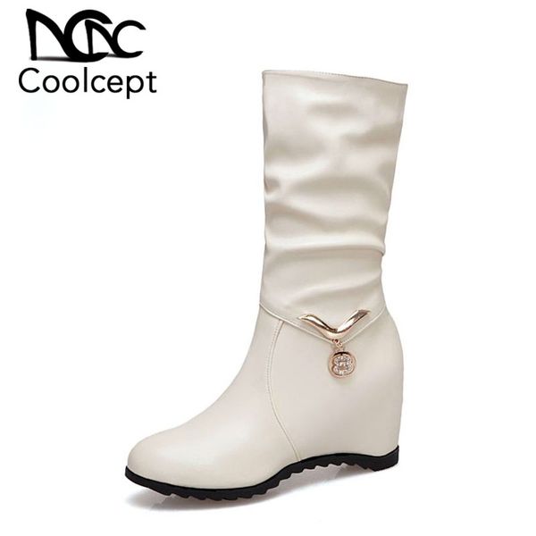 coolcept women classics simple mid calf boots wedges crystal winter warm round toe short boots office footwear size 33-43, Black
coolcept women classics simple mid calf boots wedges crystal winter warm round toe short boots office footwear size 33-43, Black