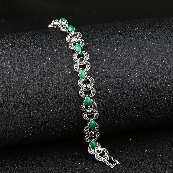 green vintage resin tibet silver bracelets for women gift fashion ethnic jewelry, Black
green vintage resin tibet silver bracelets for women gift fashion ethnic jewelry, Black