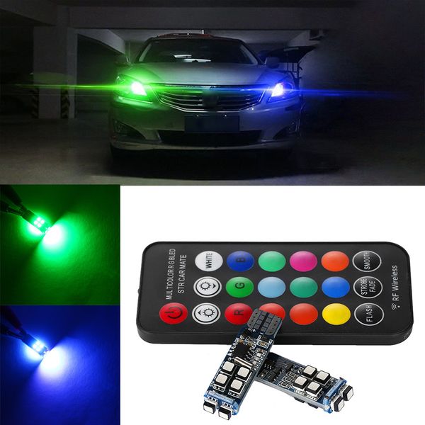 new 2pcs practical t10 w5w 3535 10smd car flash colorful led rgb interior wedge side light rf remote control bulb 
new 2pcs practical t10 w5w 3535 10smd car flash colorful led rgb interior wedge side light rf remote control bulb